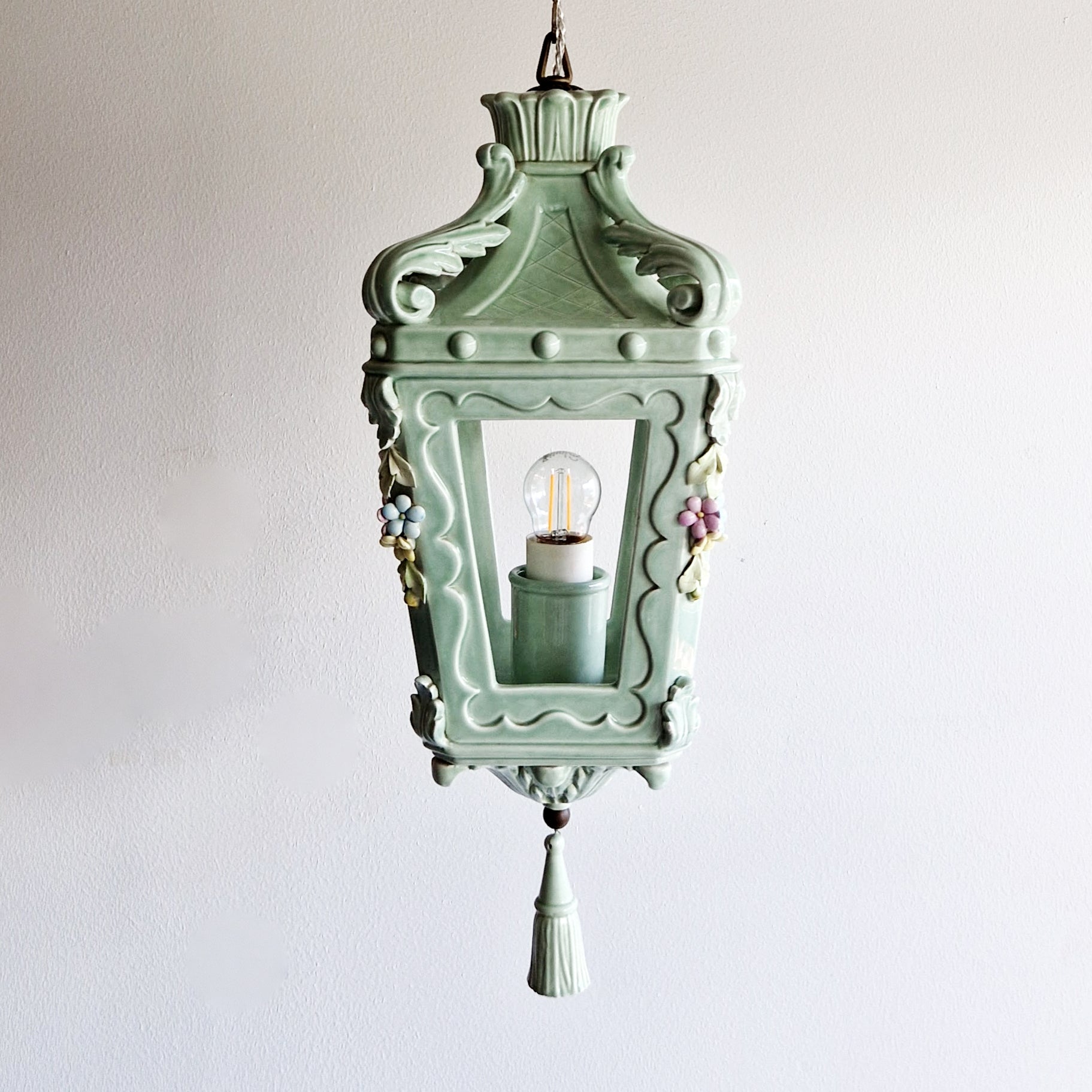 Mid-century Italian ceramic lantern by La Farnesiana