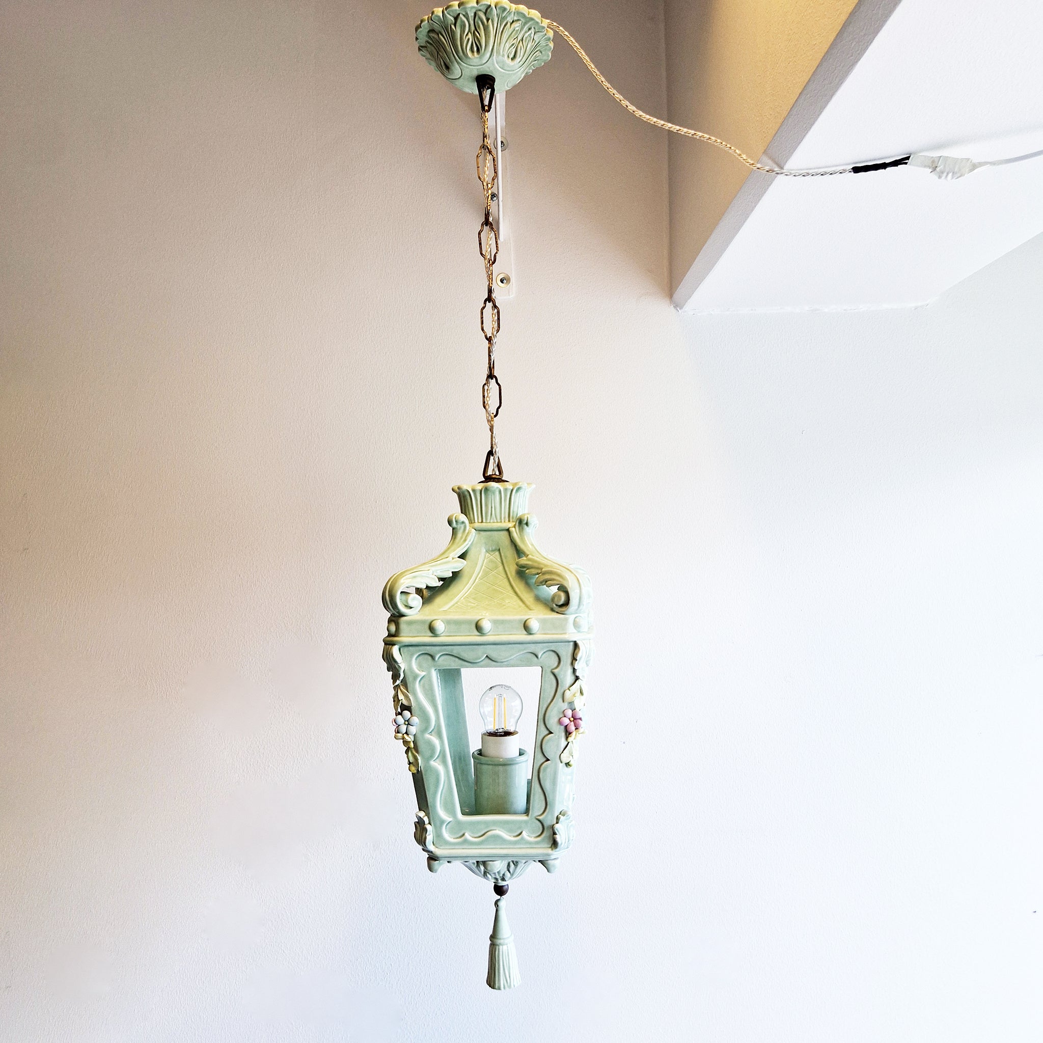 Mid-century Italian ceramic lantern by La Farnesiana