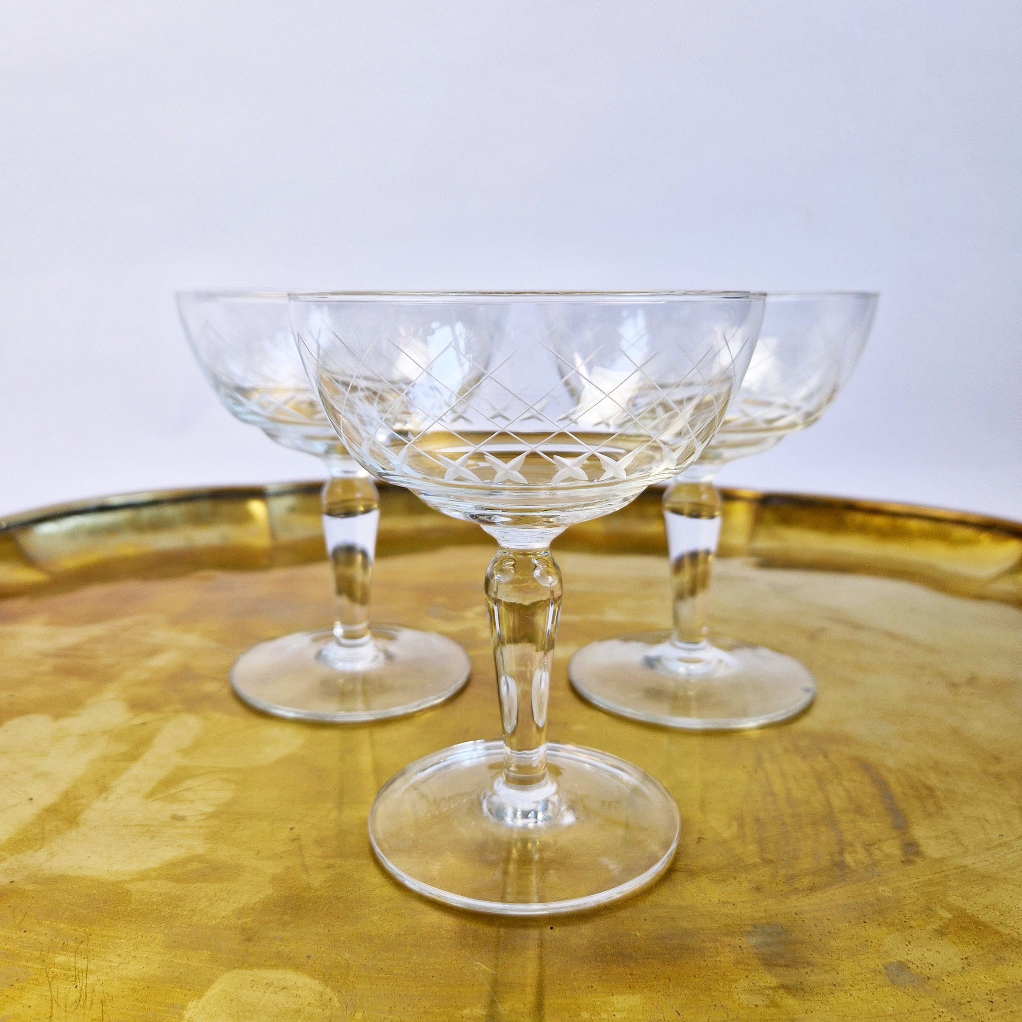 Mid-century champagne glasses (two sets of 4 available)