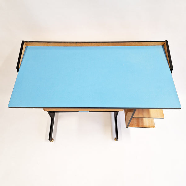 Mid-century Italian desk with blue top