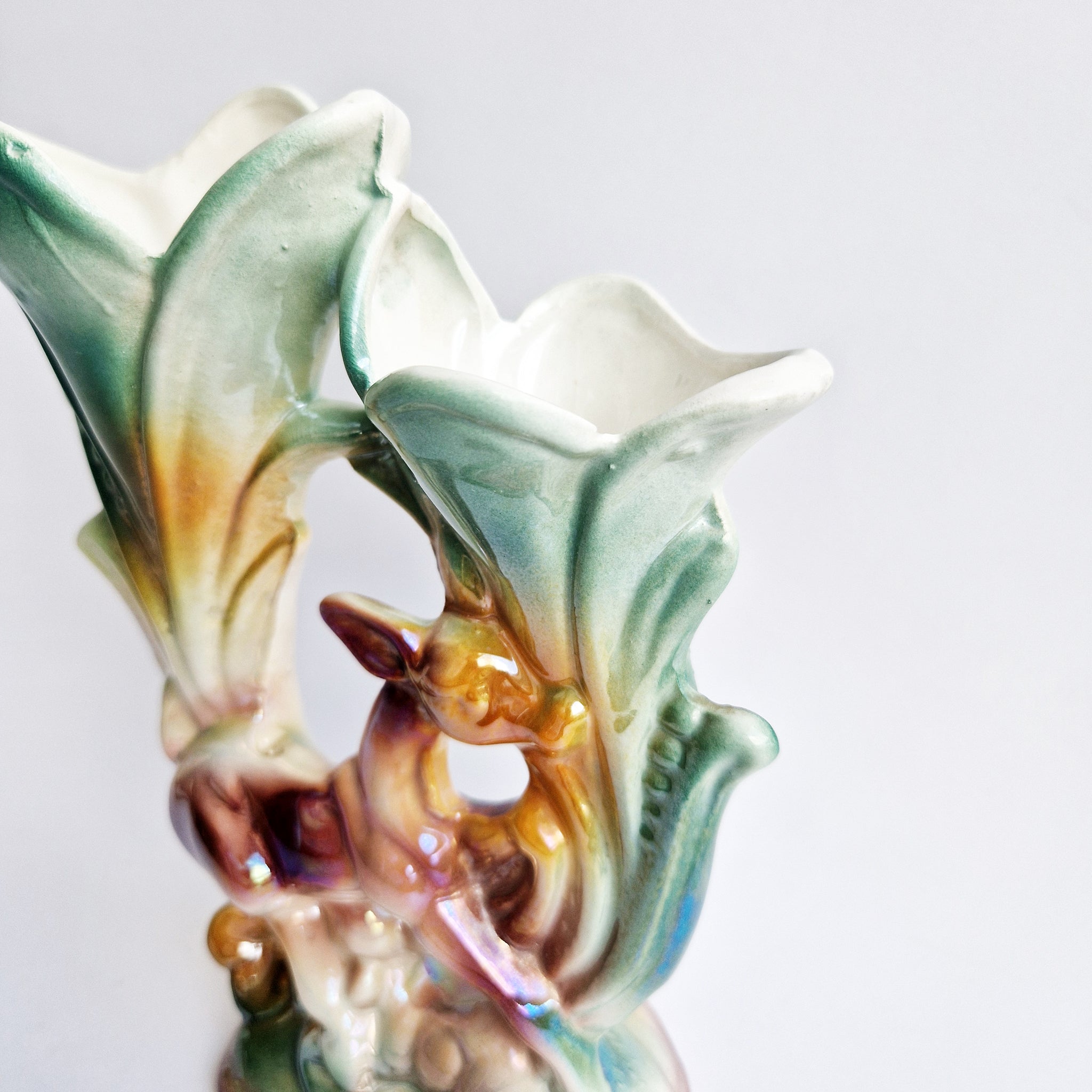 Mid-century Italian deer double vase