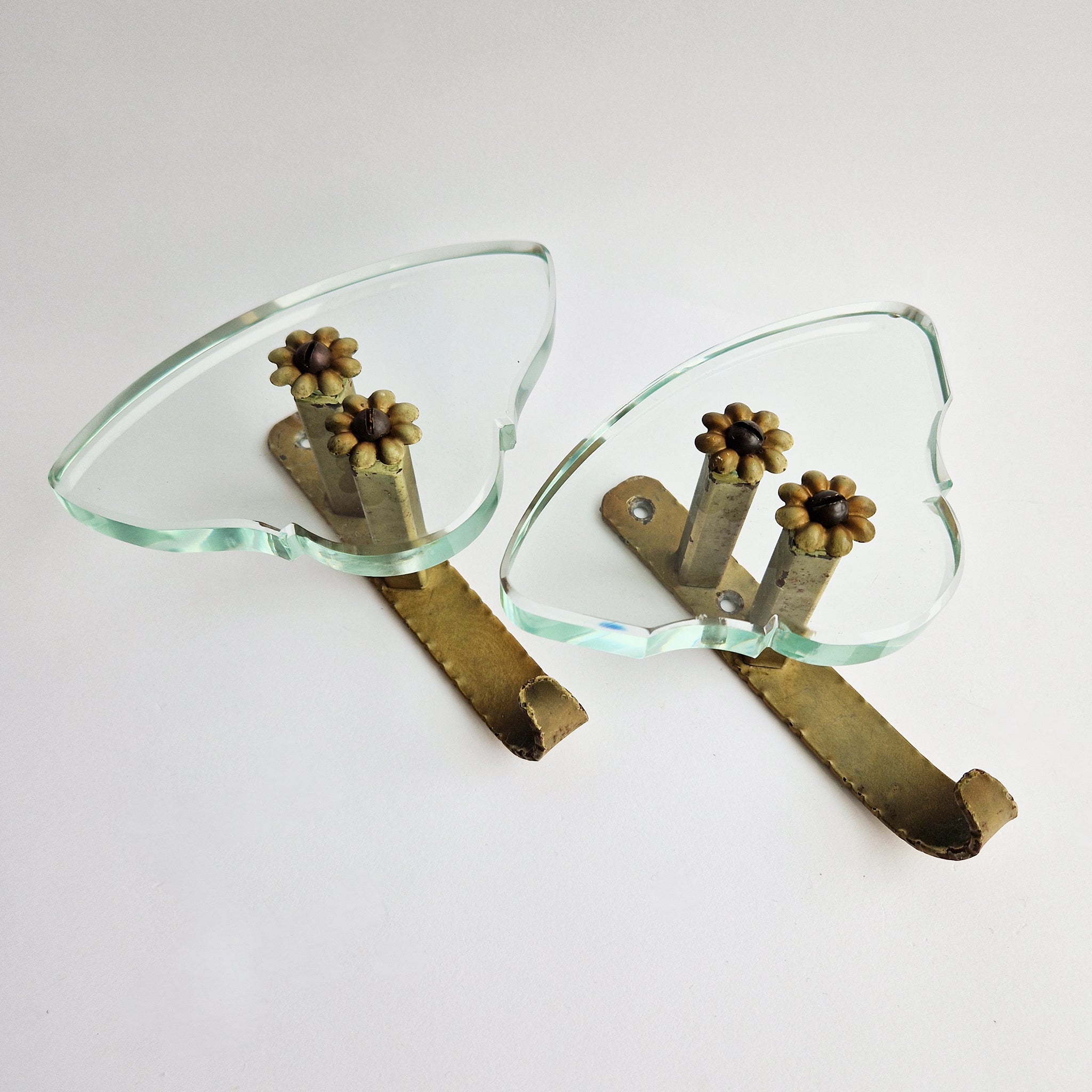 Mid-century Italian metal and glass wall hooks (Sold separately)