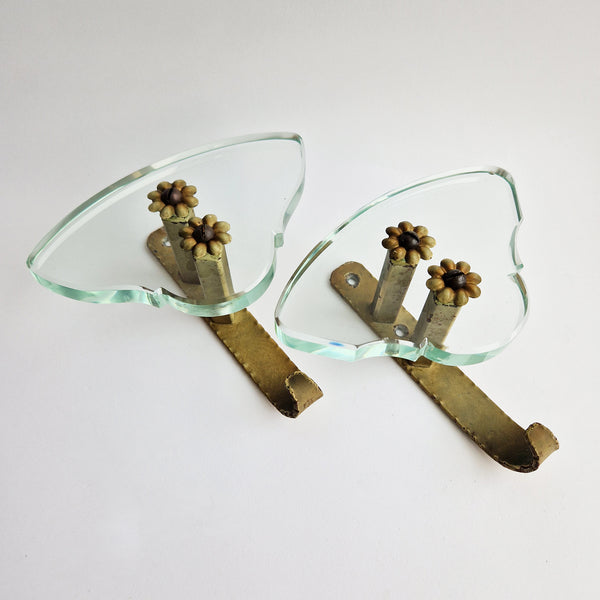 Mid-century Italian metal and glass wall hooks (Sold separately)