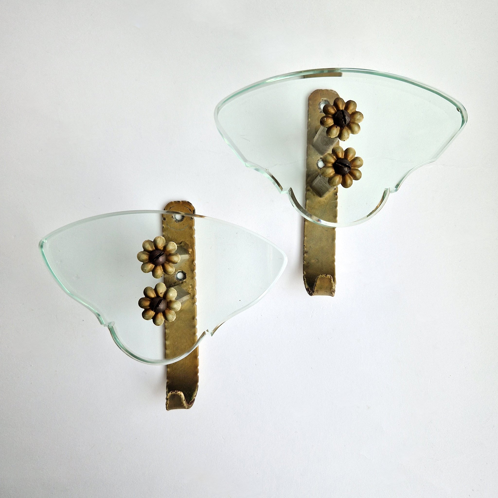 Mid-century Italian metal and glass wall hooks (Sold separately)