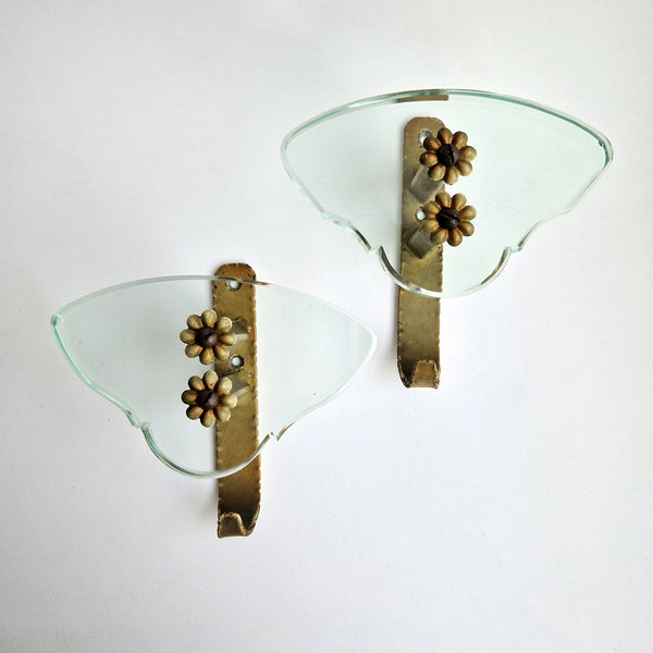 Mid-century Italian metal and glass wall hooks (Sold separately)