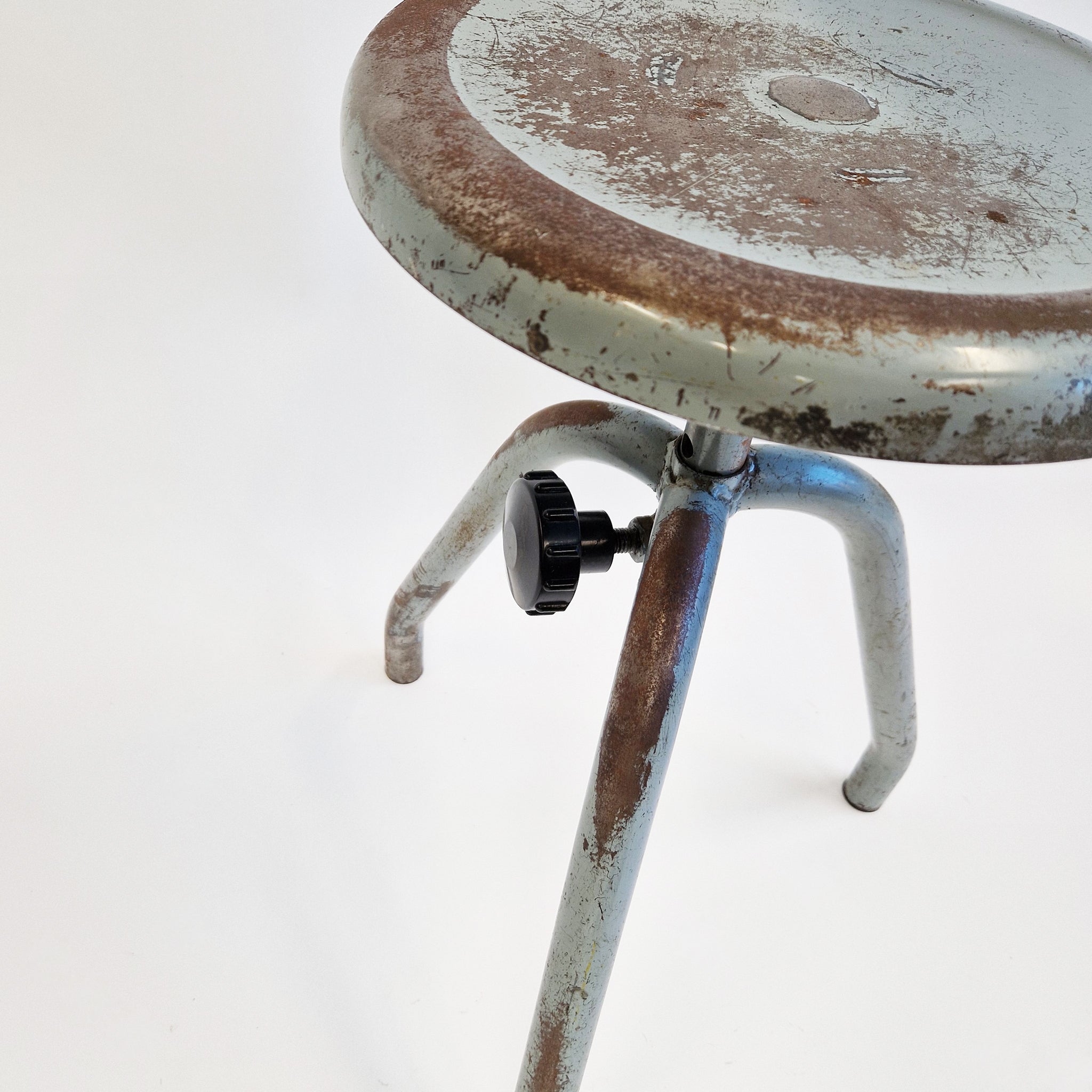 Mid-century Italian industrial metal stools (2 available, sold separately)