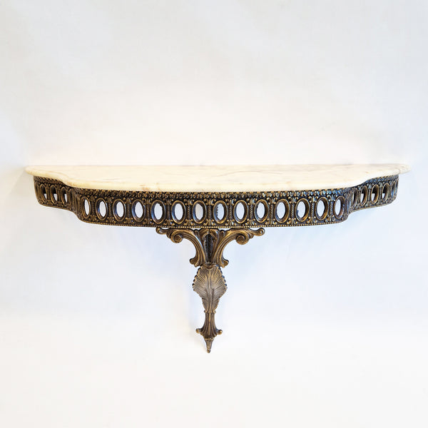Vintage Italian marble and brass wall console table