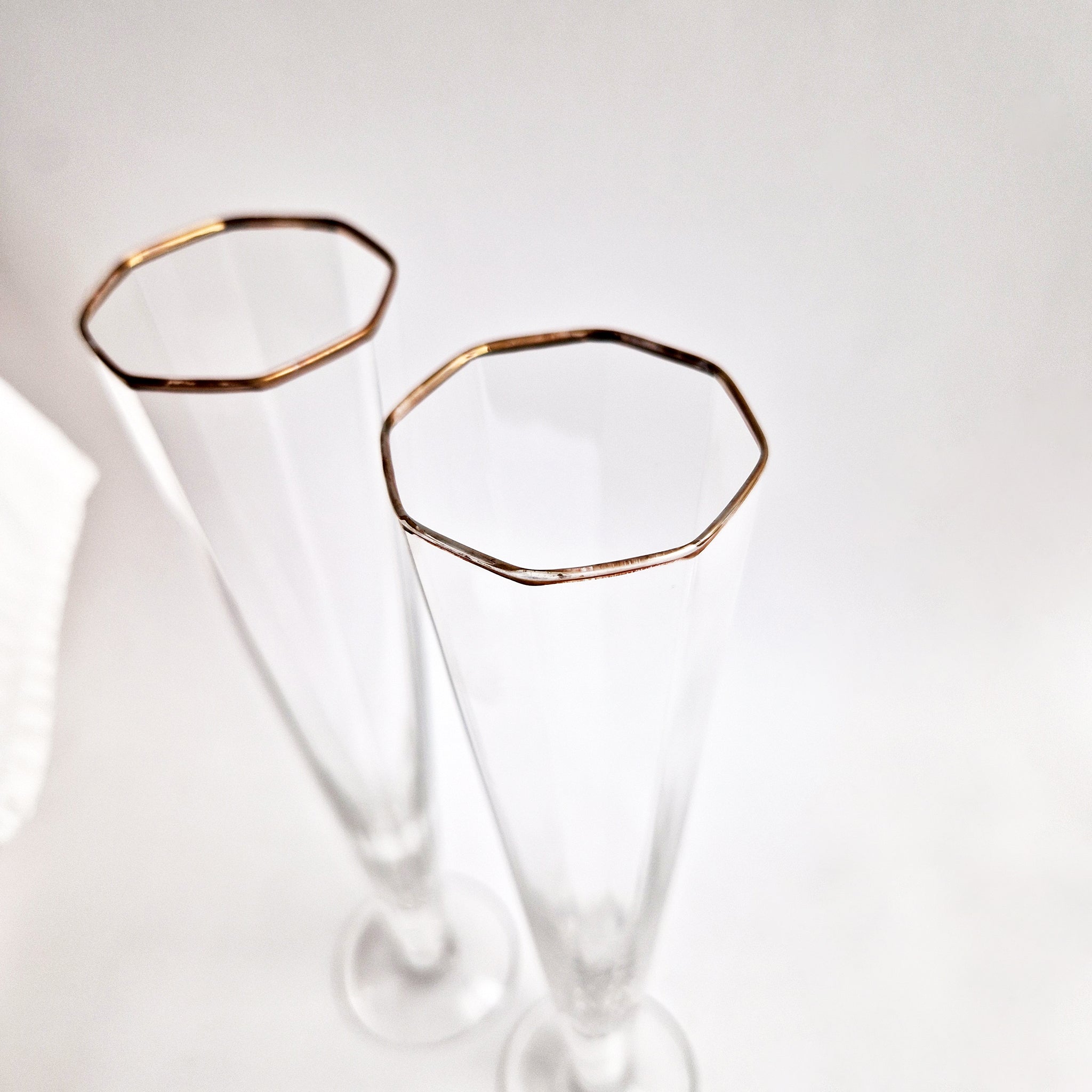 Vintage Italian octagonal champagne flutes (Set of 6)