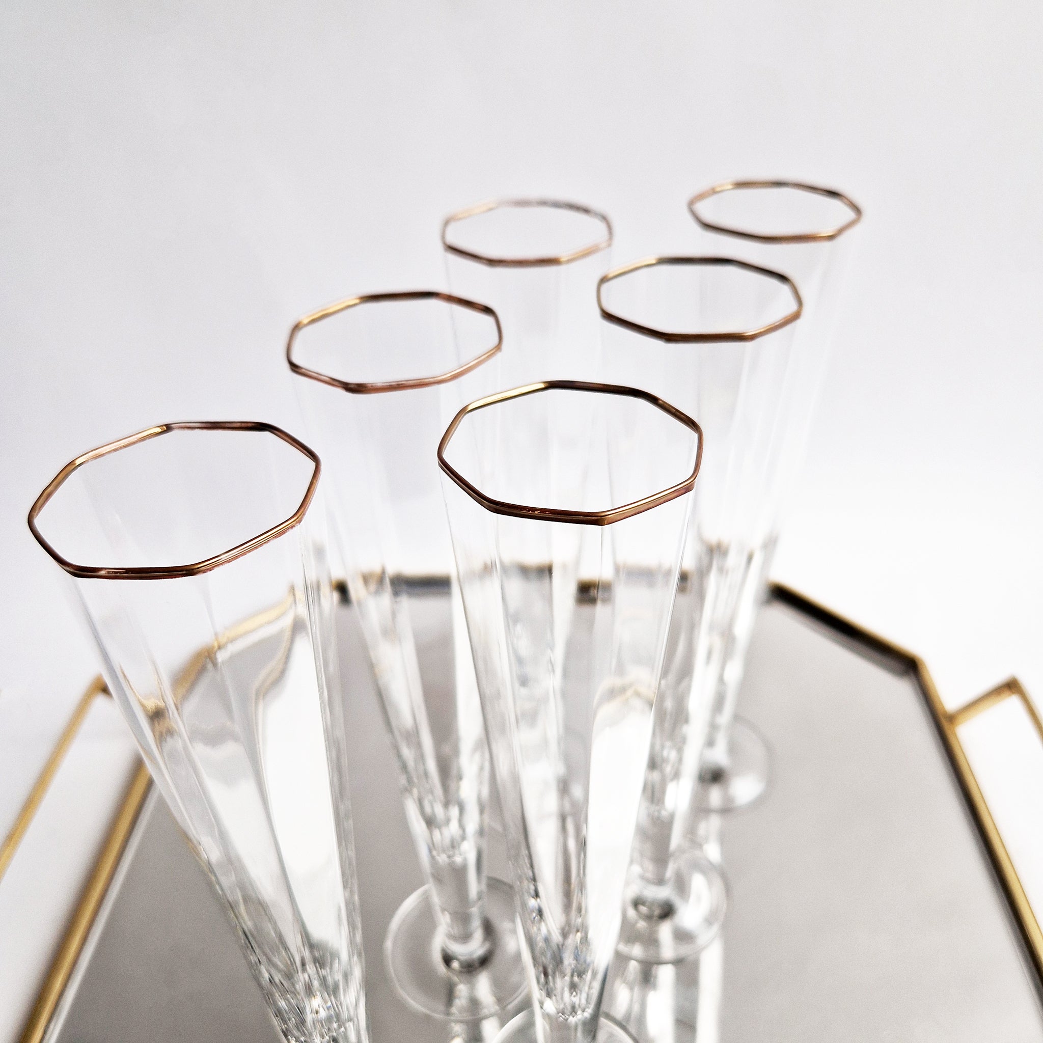 Vintage Italian octagonal champagne flutes (Set of 6)