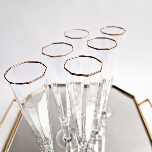 Vintage Italian octagonal champagne flutes (Set of 6)