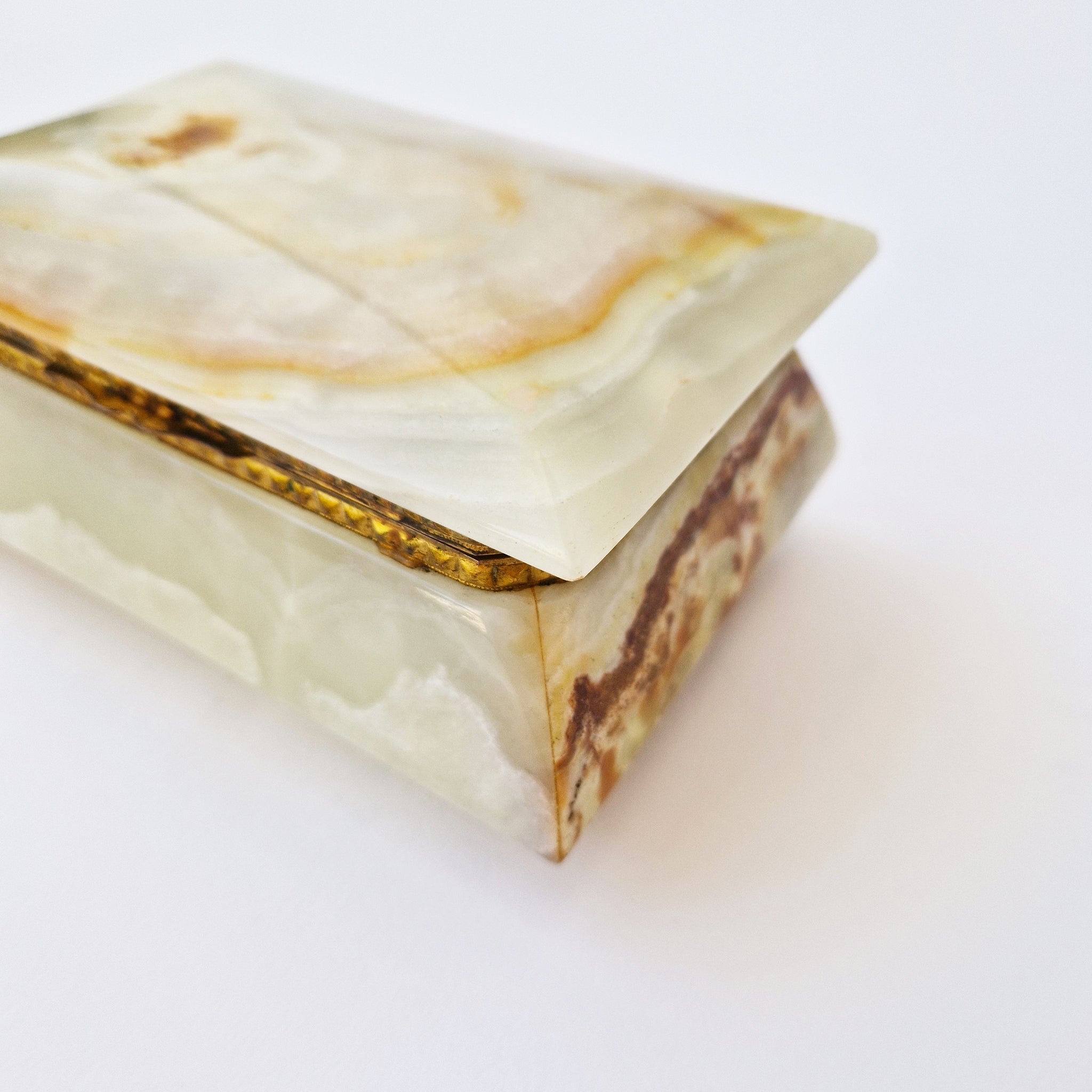 Mid-century Italian onyx and brass jewelry box