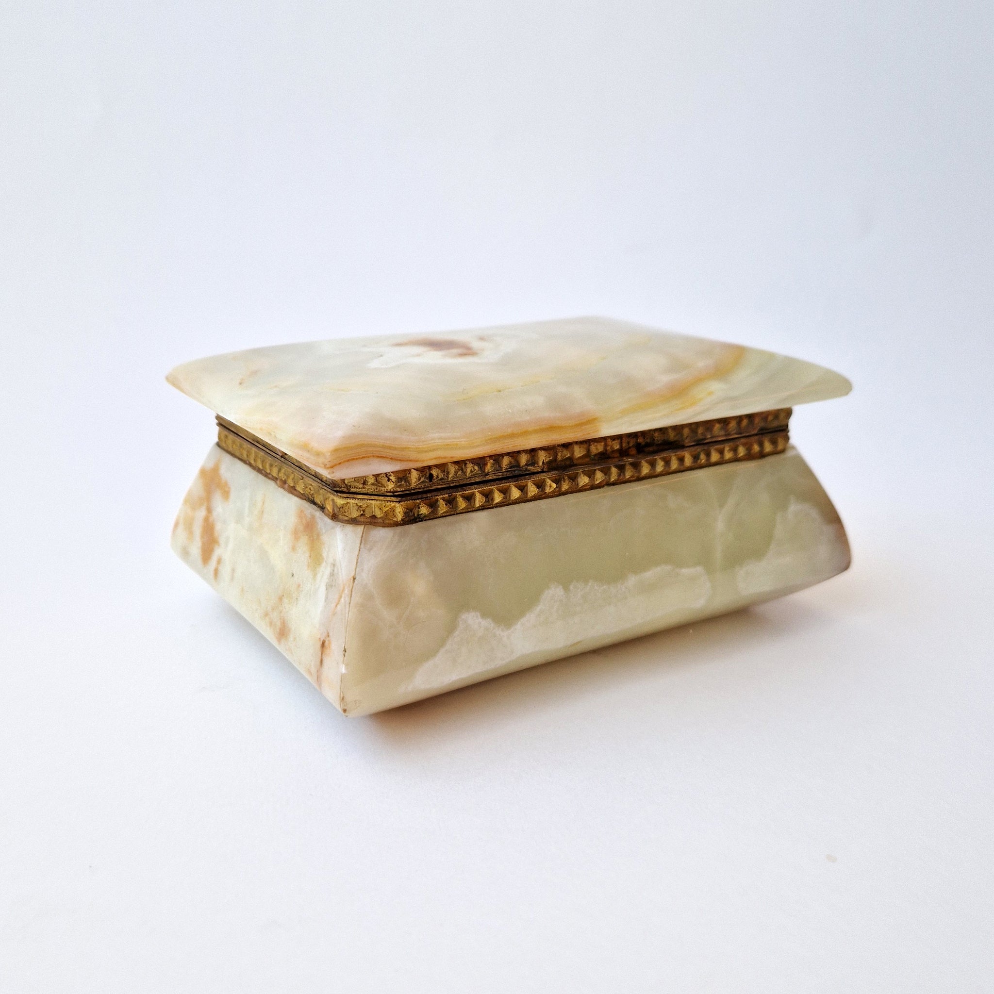 Mid-century Italian onyx and brass jewelry box