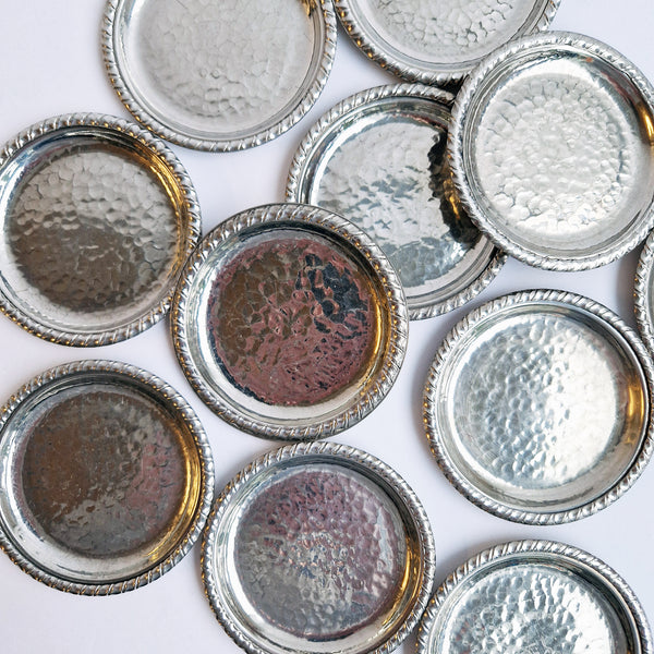 Mid-century Italian pewter coasters (sets of 2)