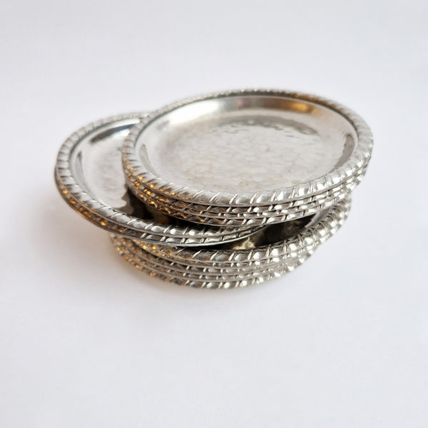Mid-century Italian pewter coasters (sets of 2)