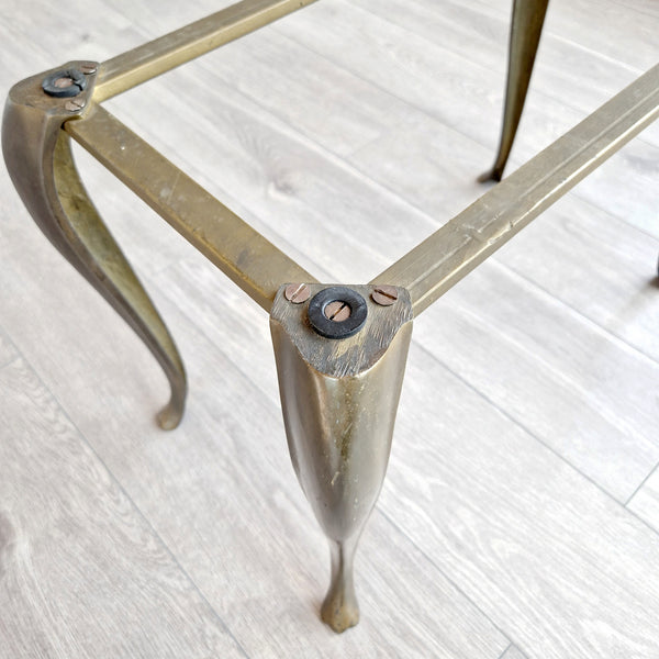 Mid-century Italian pink marble and brass coffee table