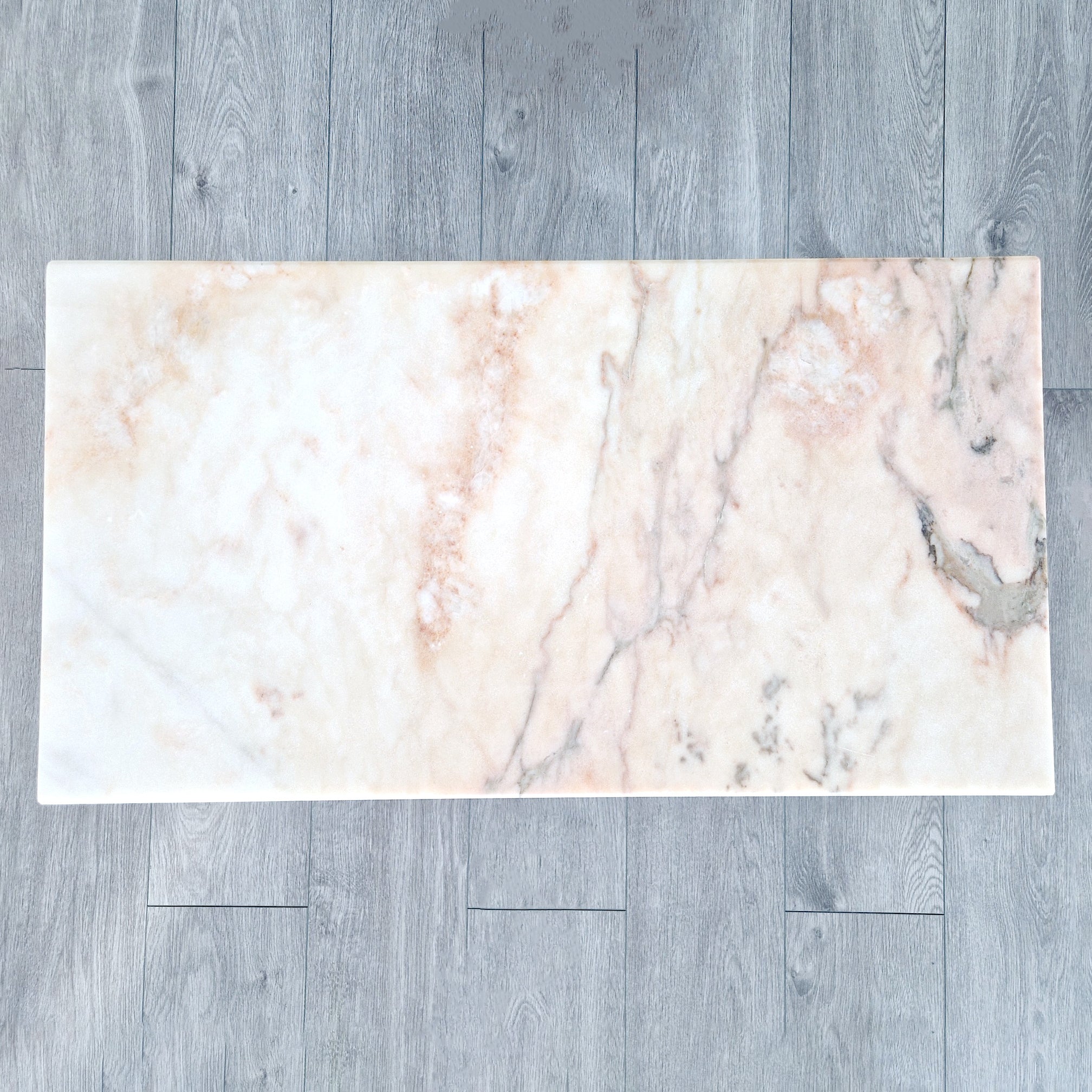Mid-century Italian pink marble and brass coffee table