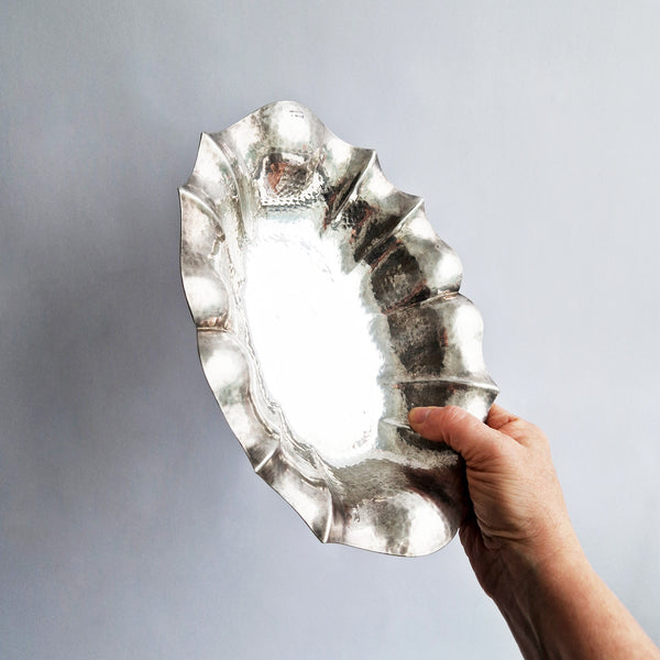 1960s silver-plated 'Olri' scalloped dish by Rino Greggio
