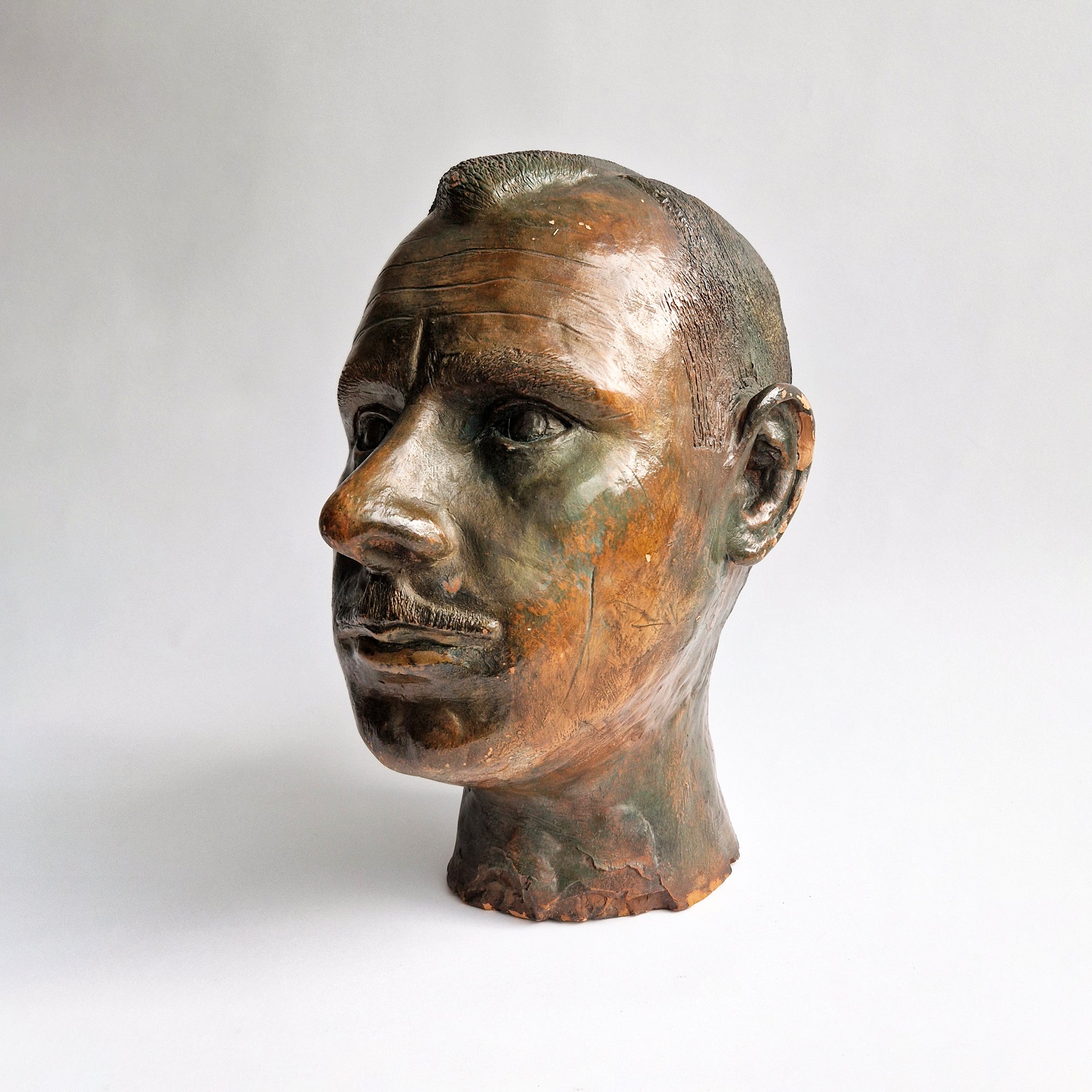 Italian bronzed terracotta head