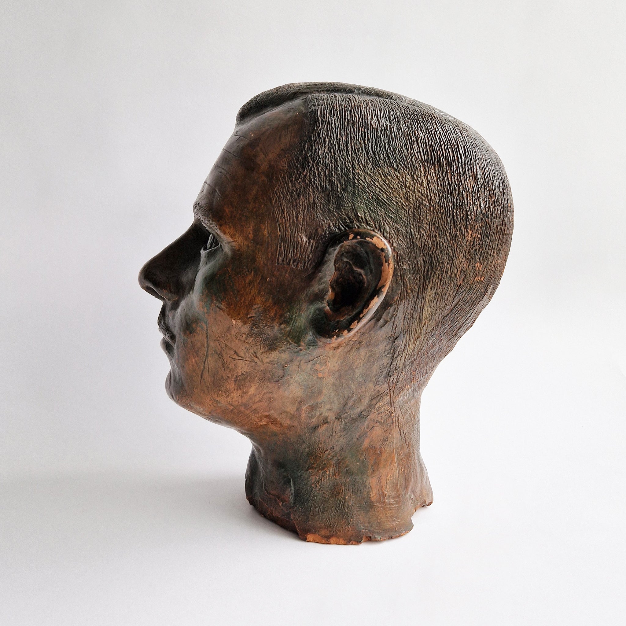 Italian bronzed terracotta head