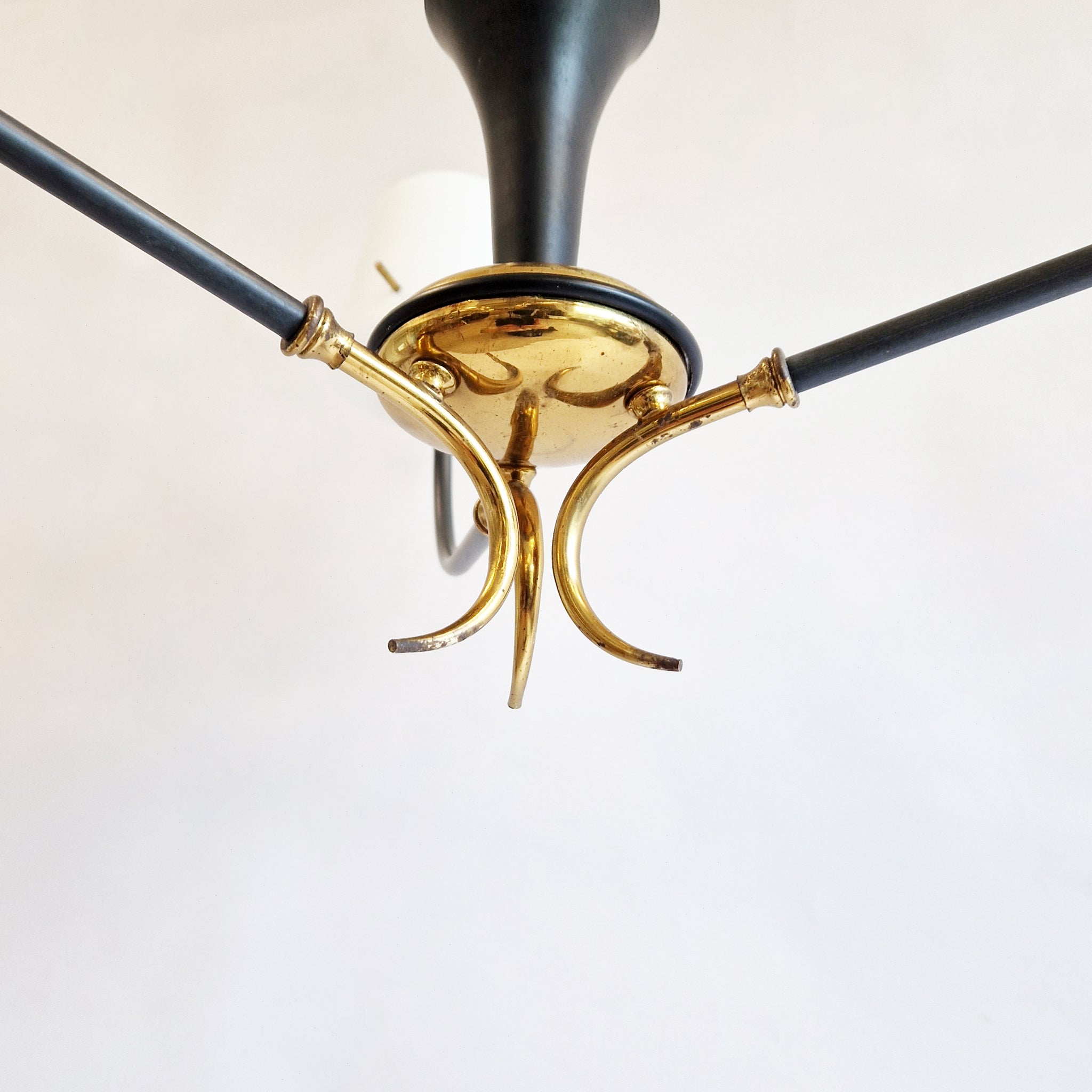 Mid-century three-armed Italian pendant light