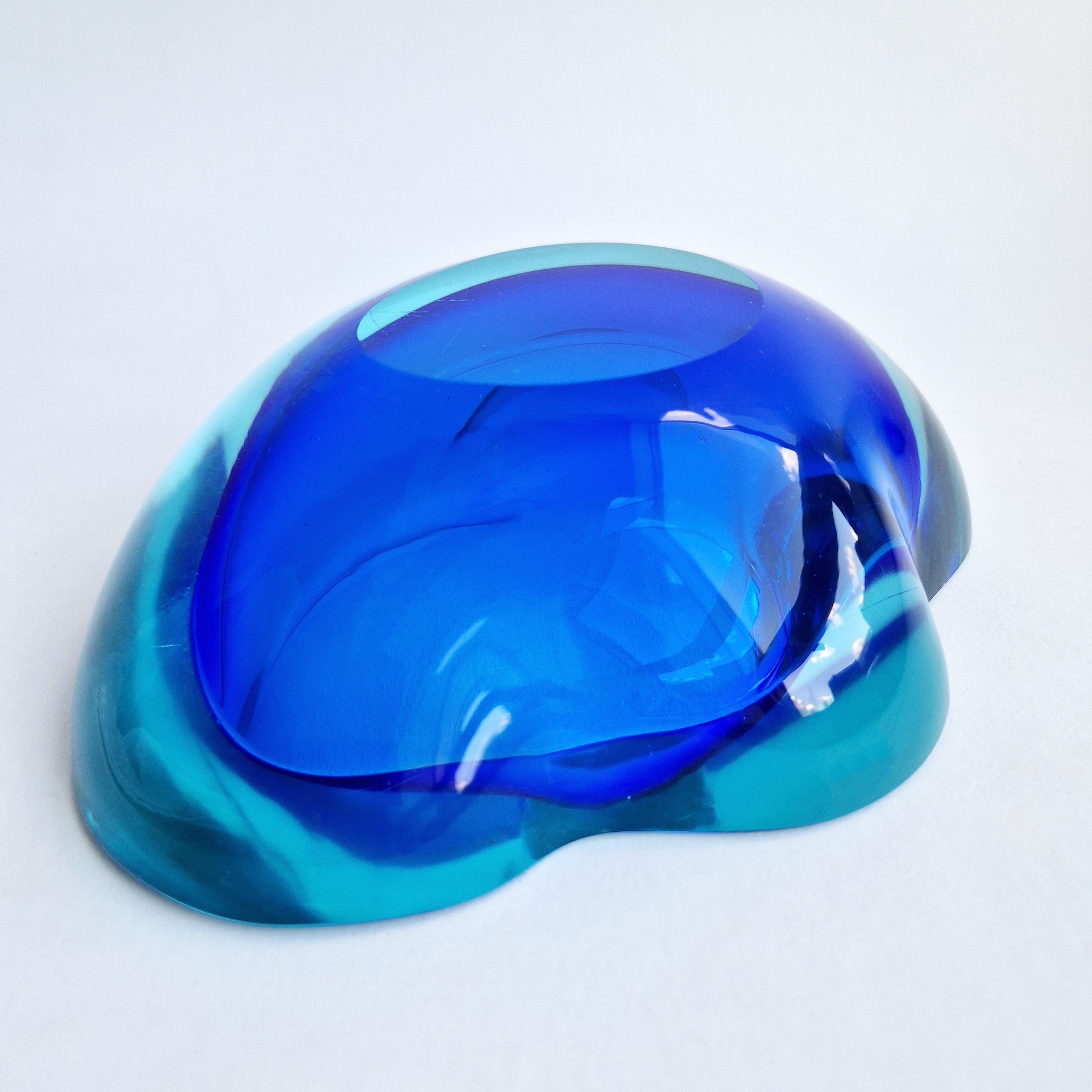 Vintage Murano blue geode bowl