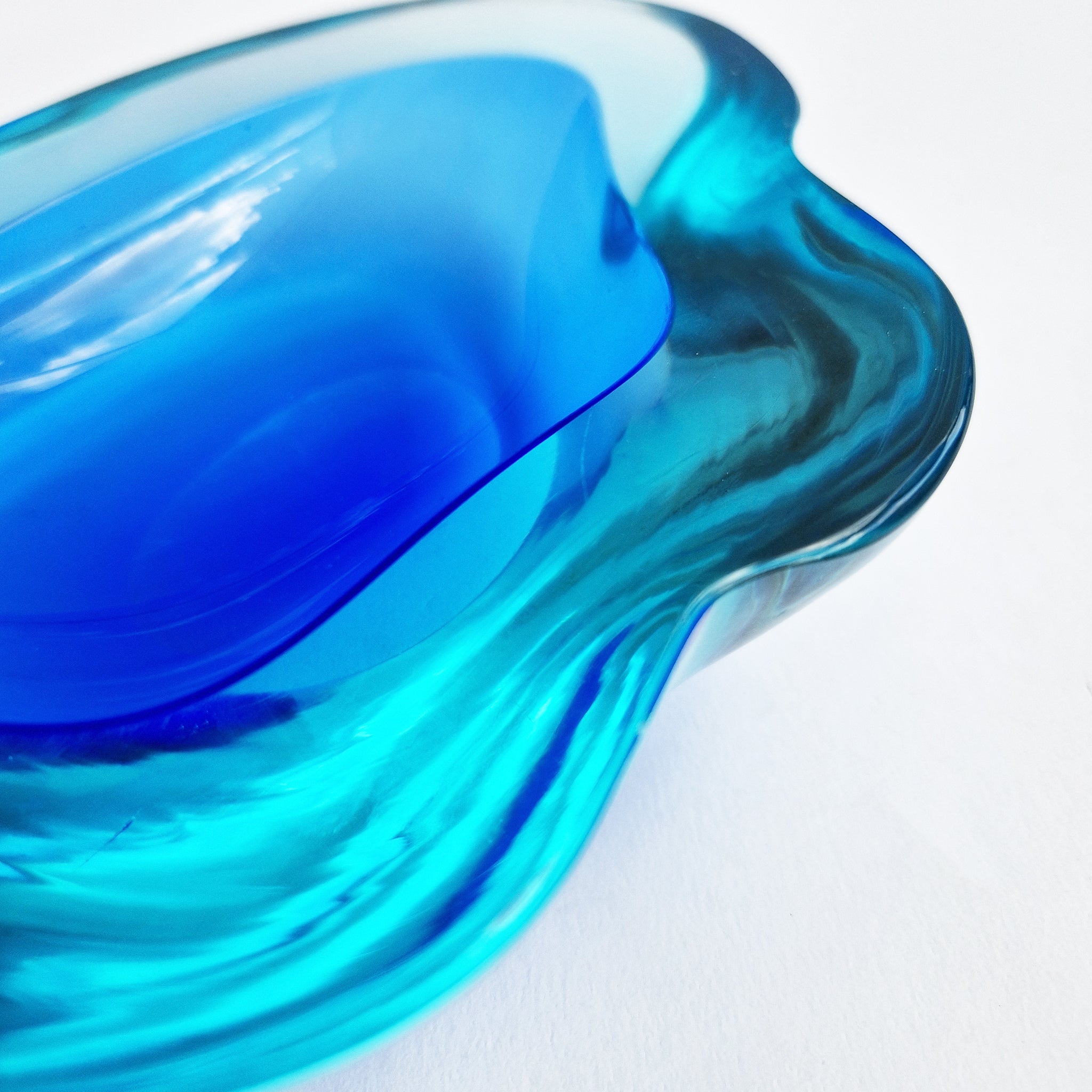 Vintage Murano blue geode bowl