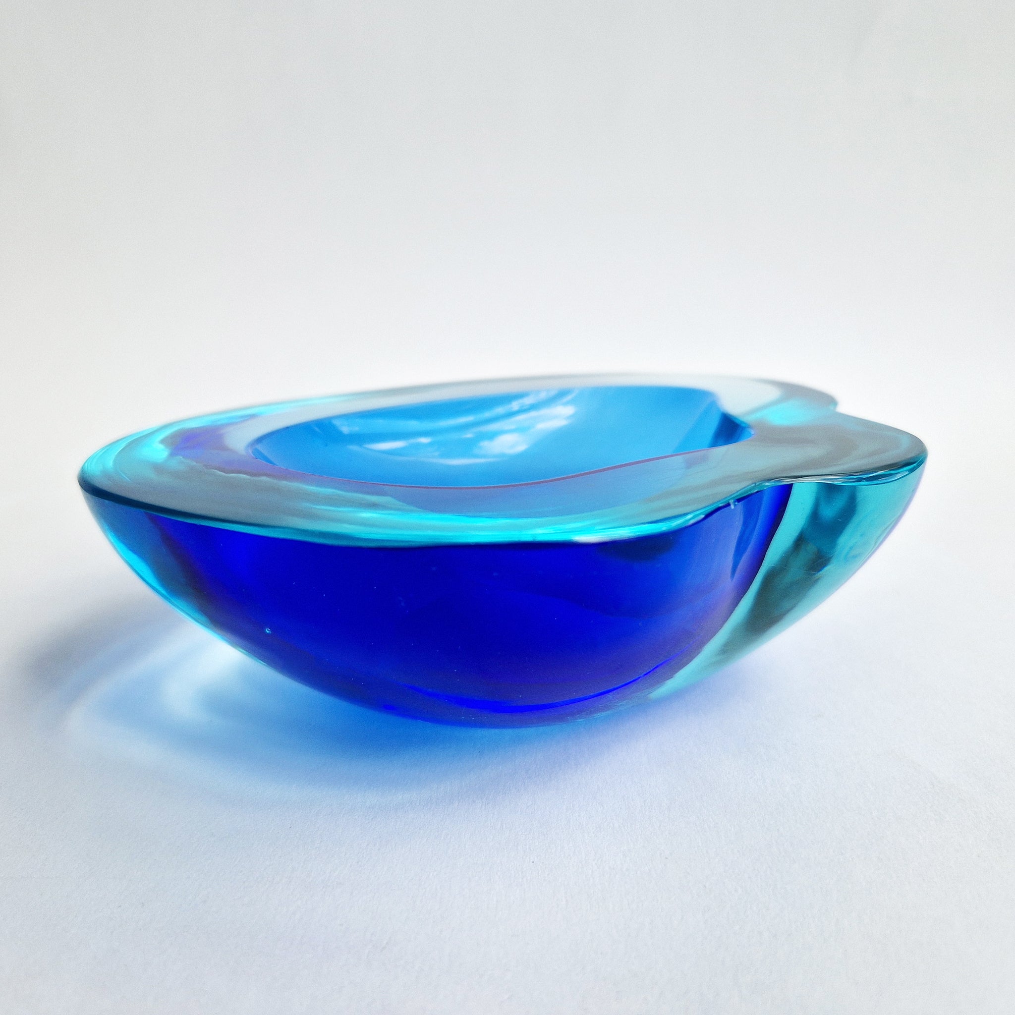 Vintage Murano blue geode bowl