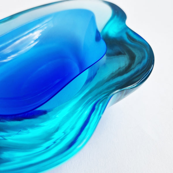 Vintage Murano blue geode bowl