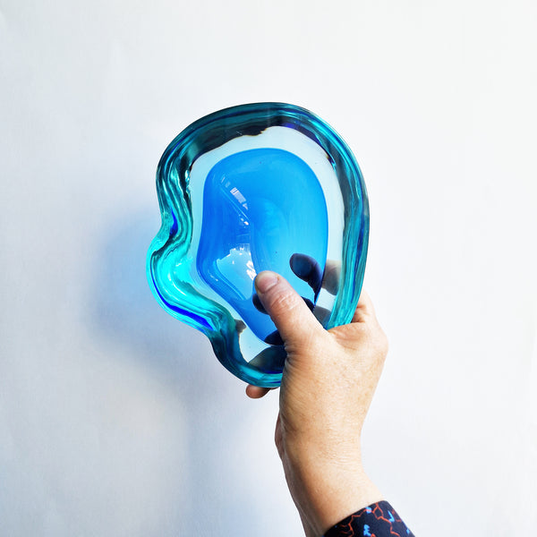 Vintage Murano blue geode bowl