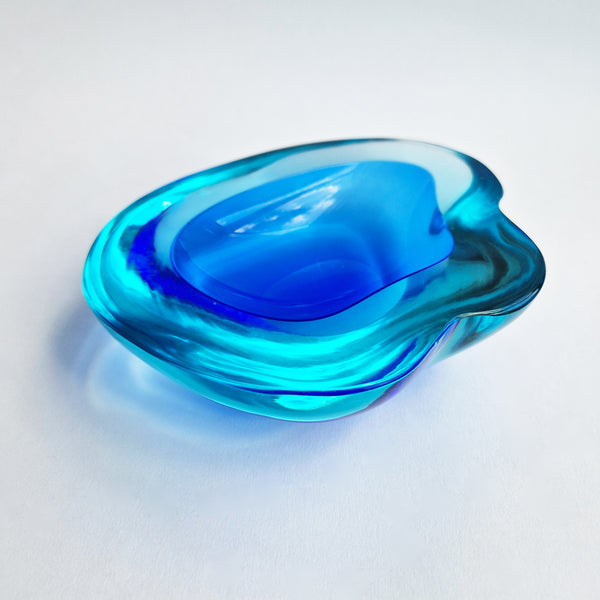 Vintage Murano blue geode bowl