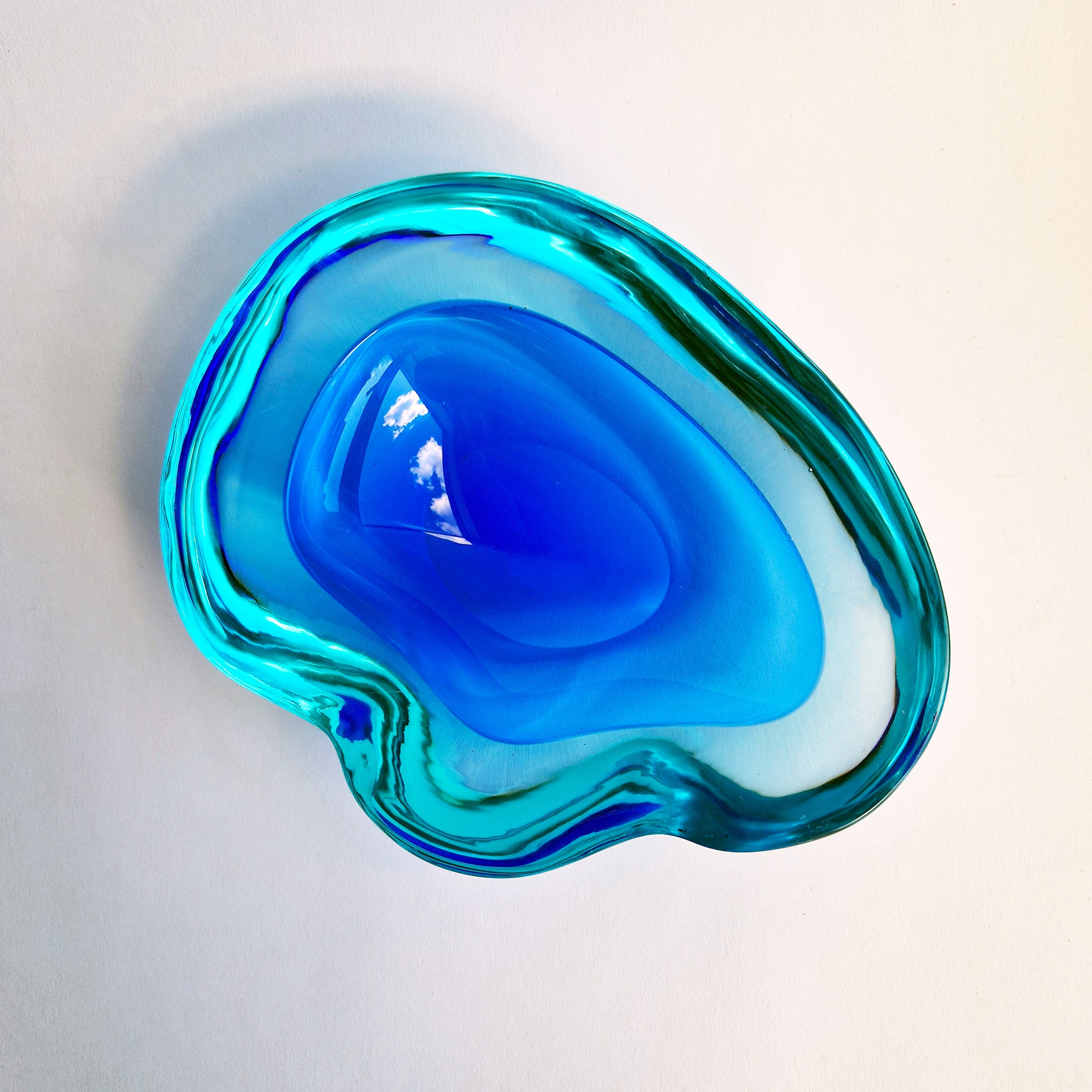 Vintage Murano blue geode bowl