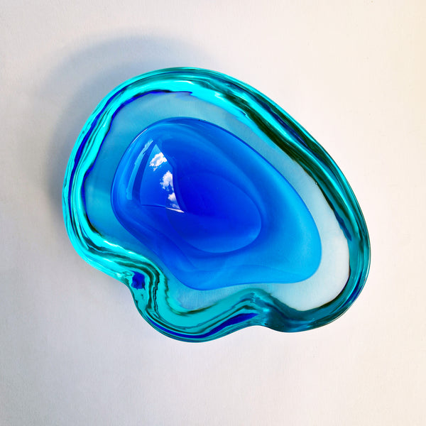 Vintage Murano blue geode bowl
