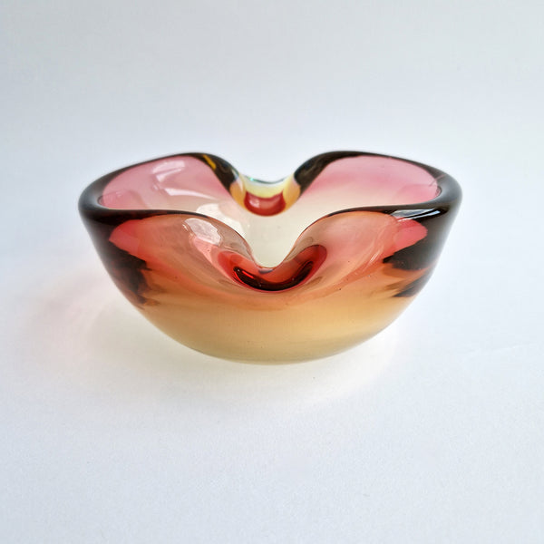 Mid-century Murano pink glass bowl