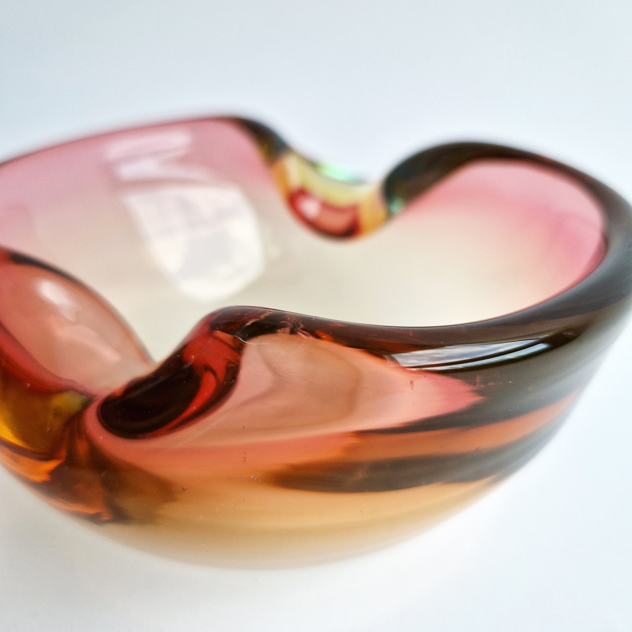 Mid-century Murano pink glass bowl