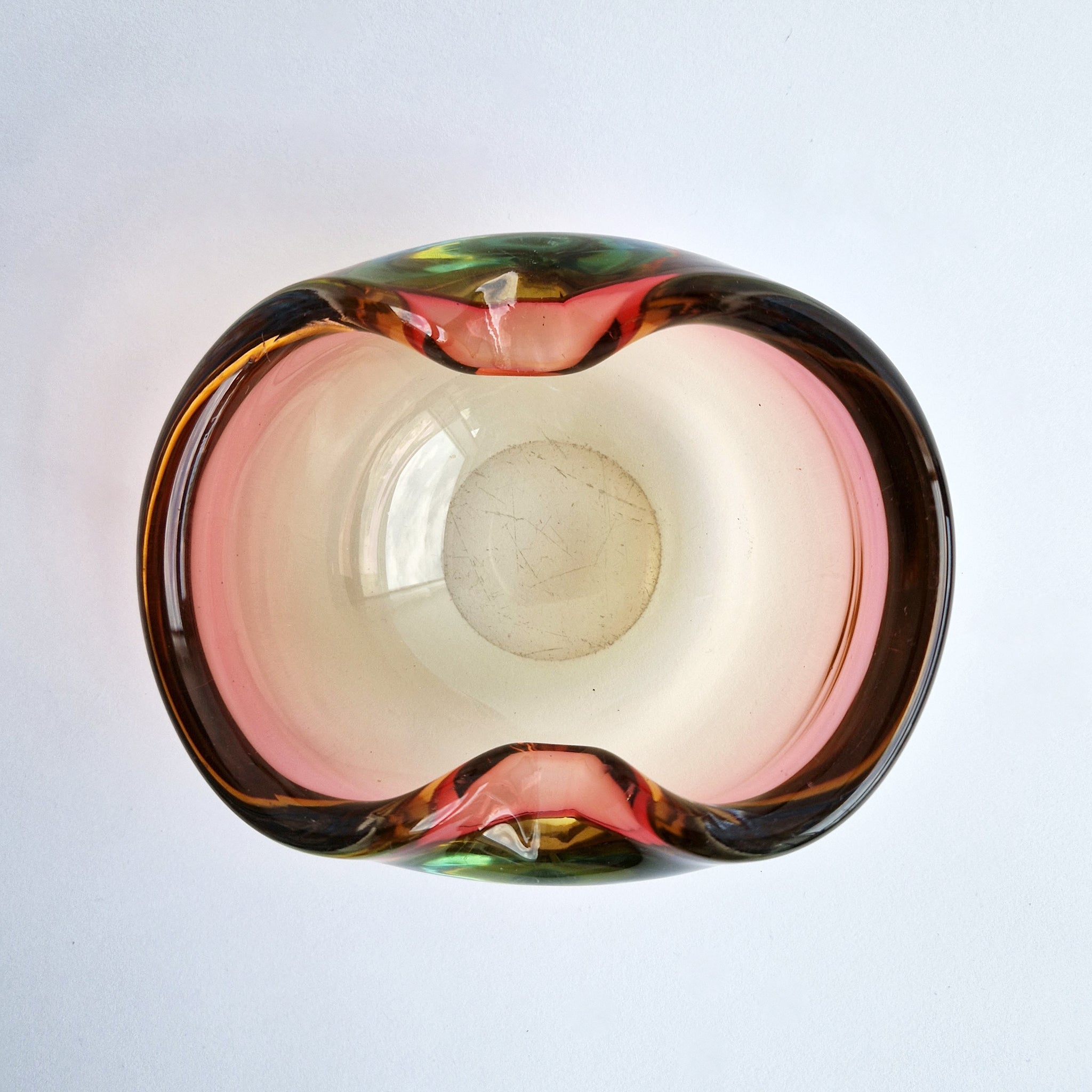 Mid-century Murano pink glass bowl