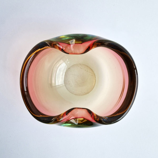 Mid-century Murano pink glass bowl