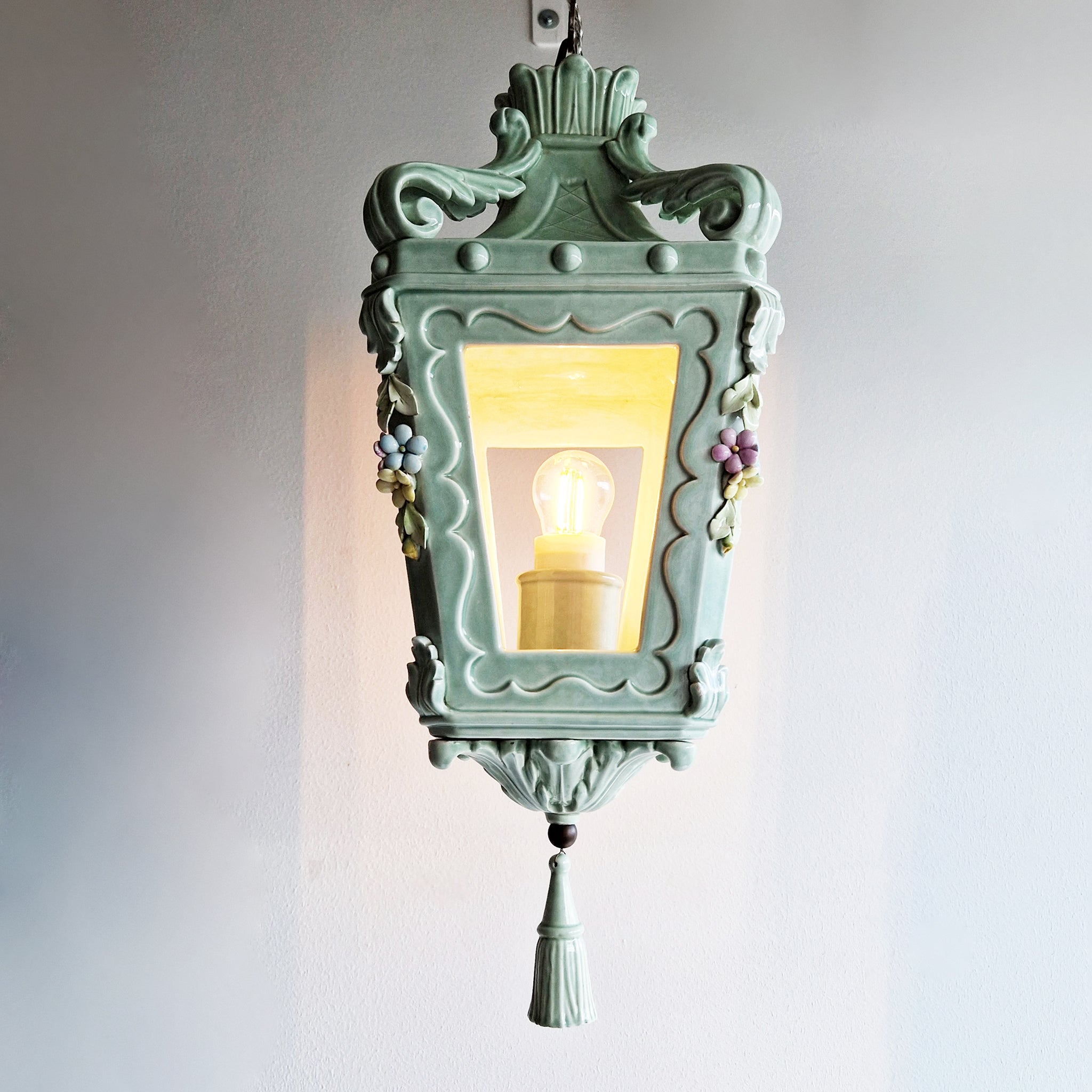 Mid-century Italian ceramic lantern by La Farnesiana