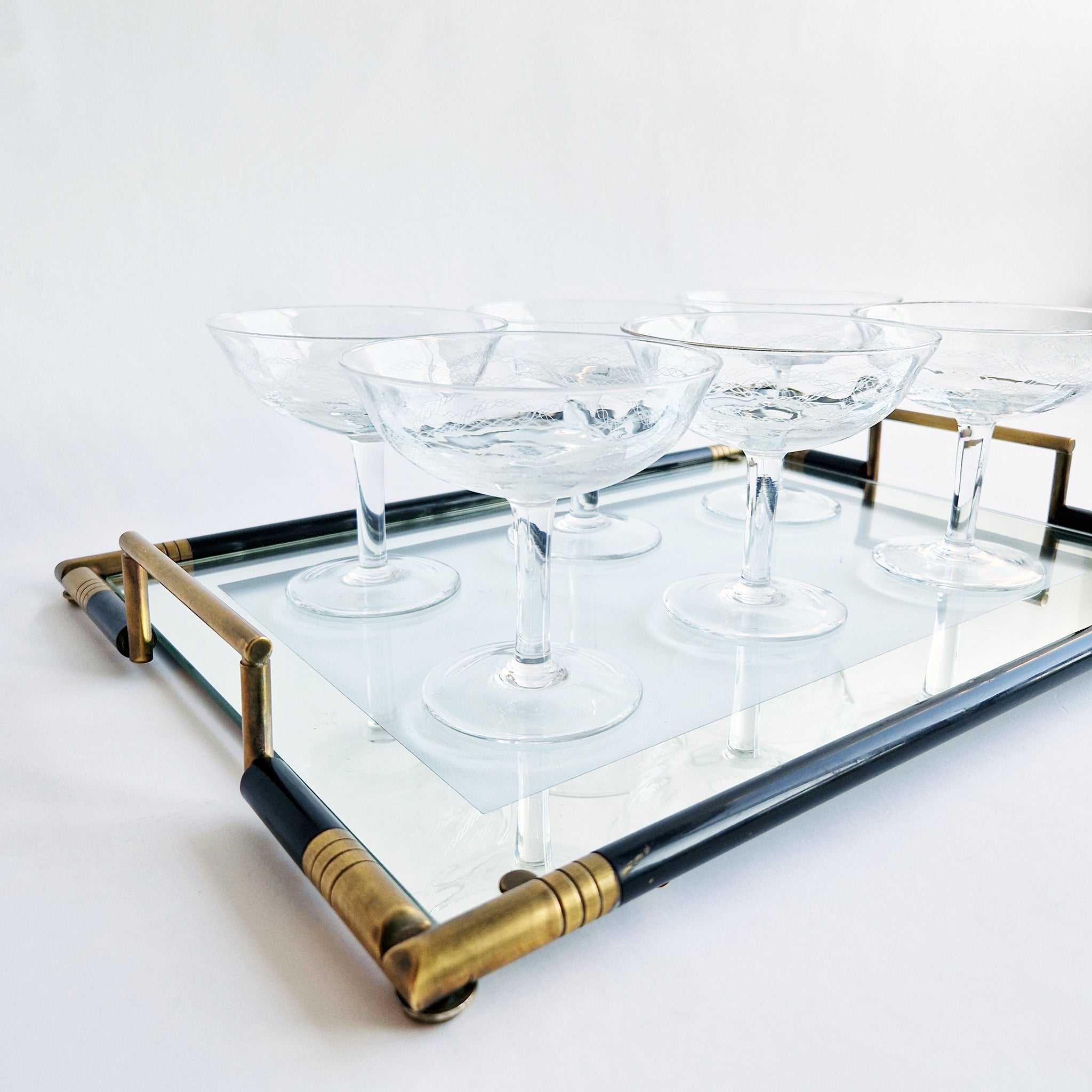 1970s Italian brass and glass tray