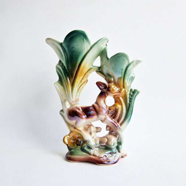 Mid-century Italian deer double vase