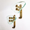 Mid-century Italian metal and glass wall hooks (Sold separately)