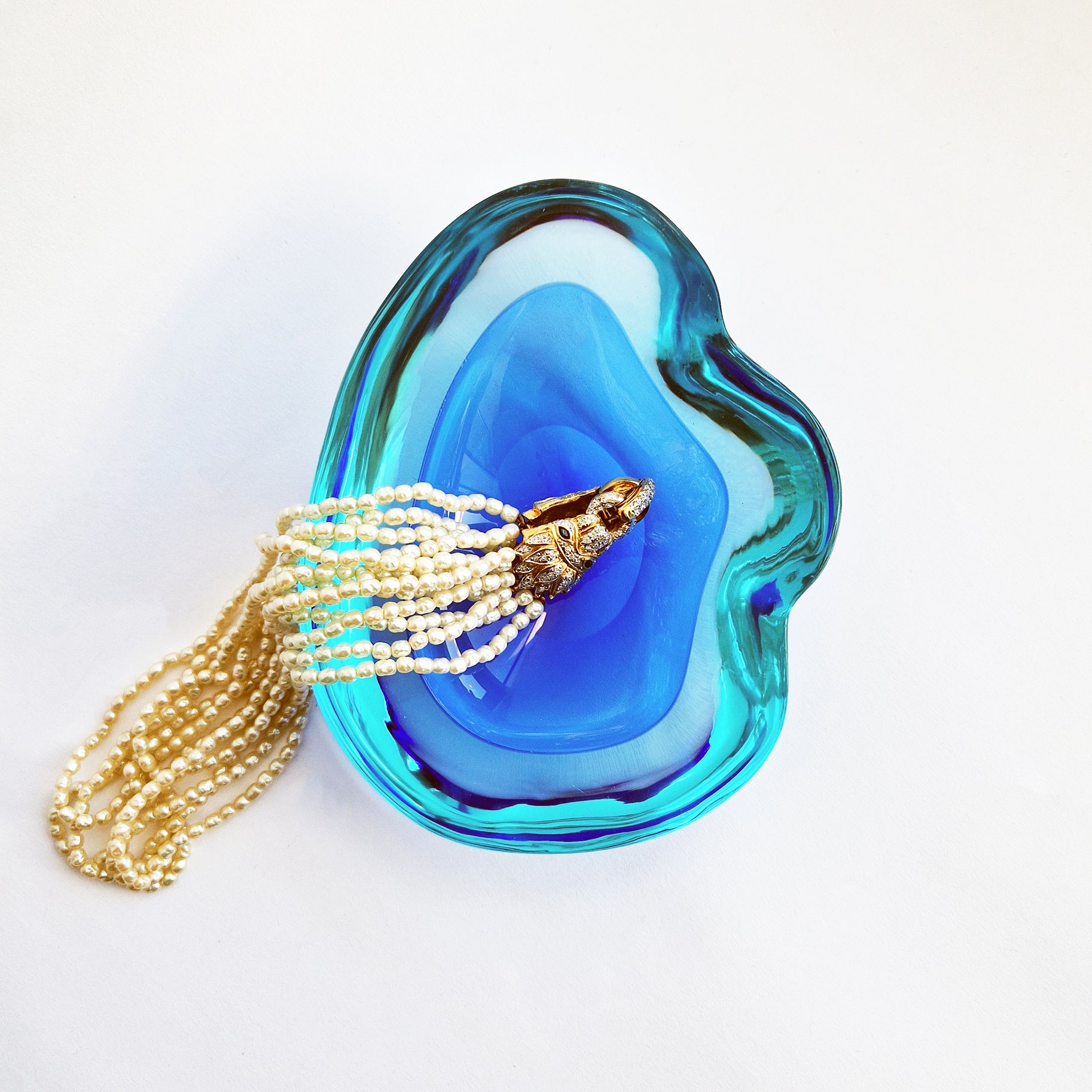 Vintage Murano blue geode bowl