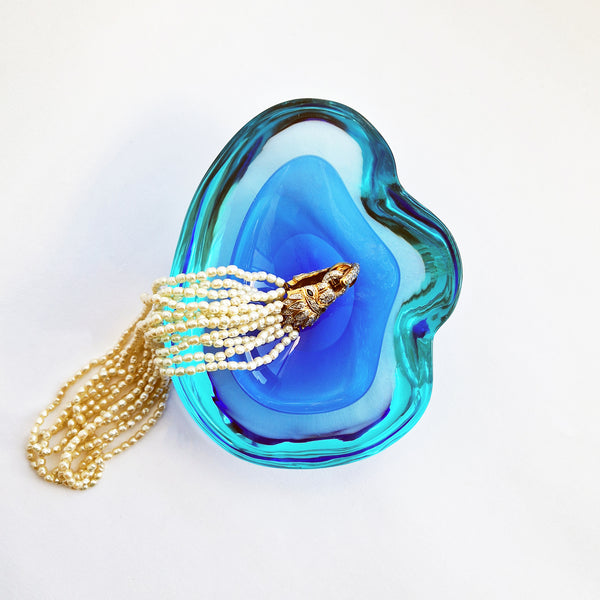 Vintage Murano blue geode bowl