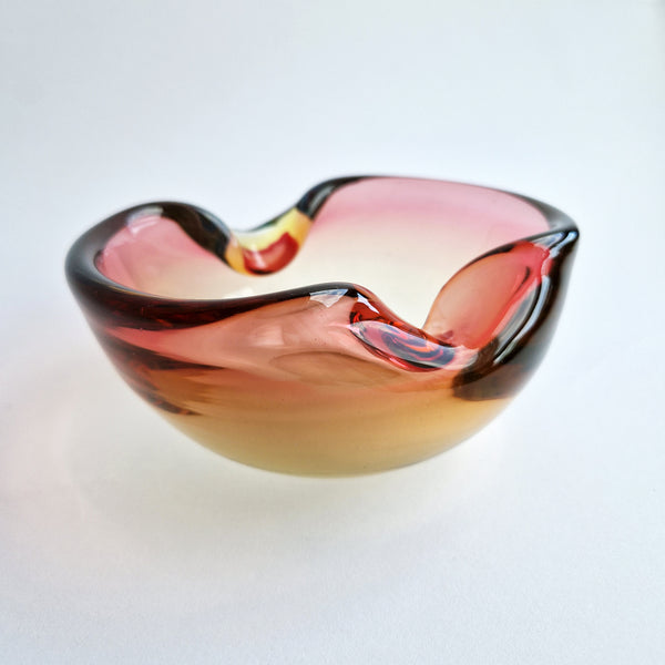 Mid-century Murano pink glass bowl