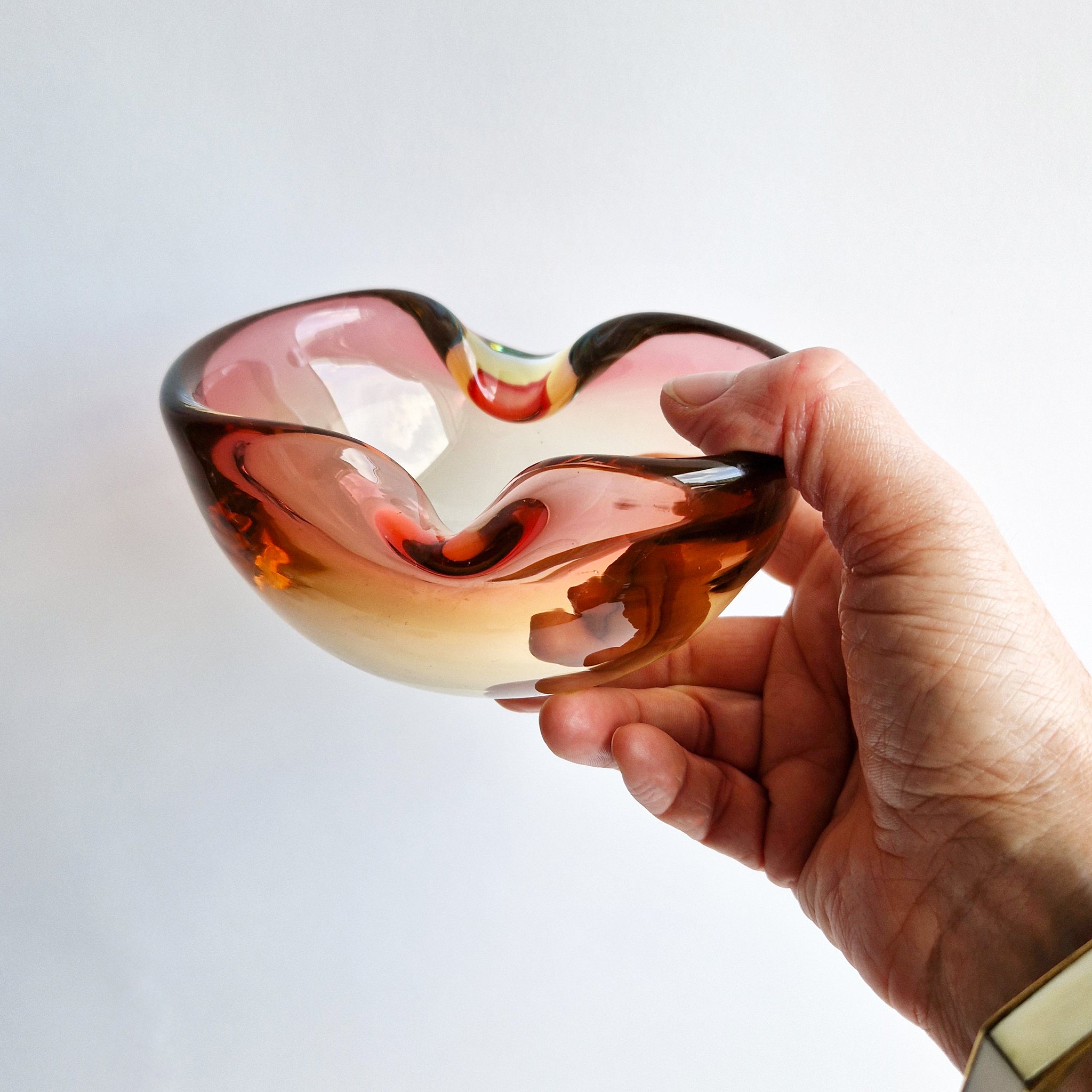 Mid-century Murano pink glass bowl
