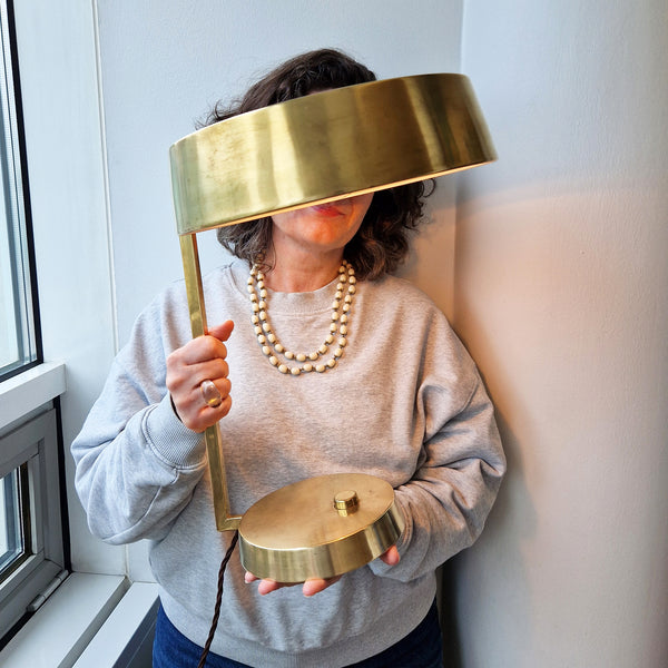 Mid-century large brass table lamp by Stilux Milano attrib.