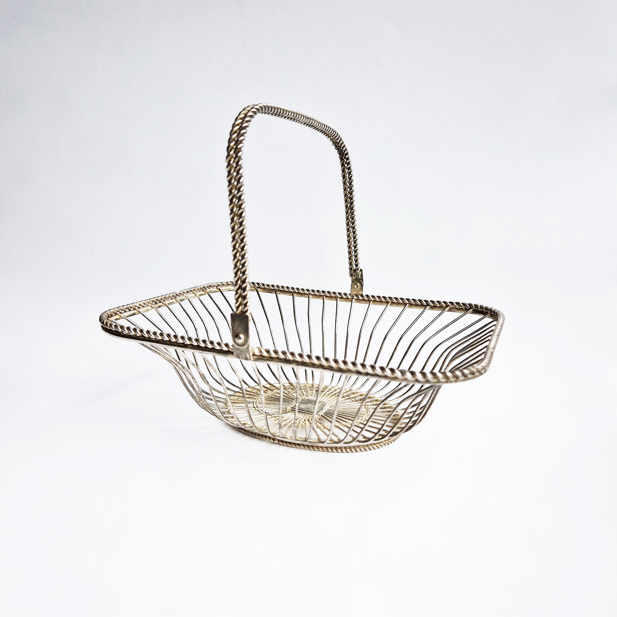 Mid-century silver-plated wire basket