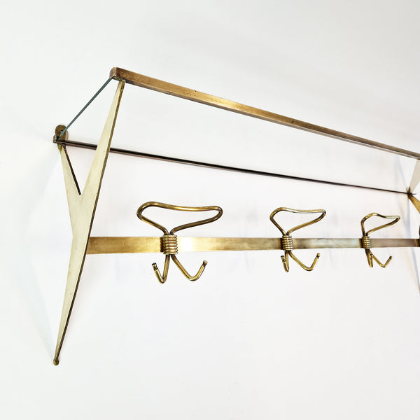 1950s Italian brass wall coat rack by Fontana Arte