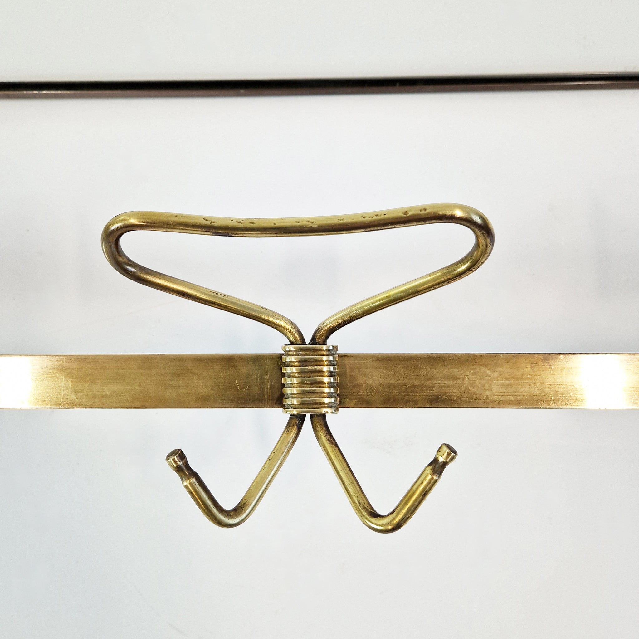 1950s Italian brass wall coat rack by Fontana Arte
