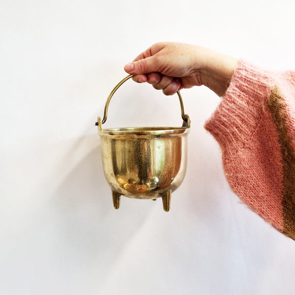 Vintage Italian small brass cauldron