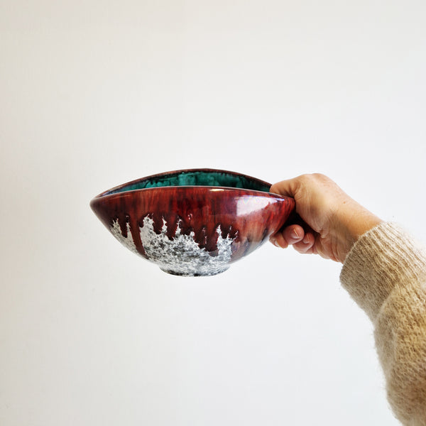 Vintage Italian drip-glazed ceramic bowl